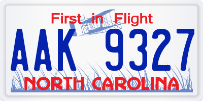 NC license plate AAK9327