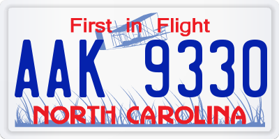NC license plate AAK9330