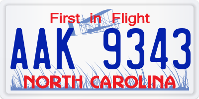 NC license plate AAK9343