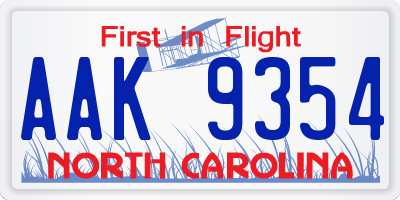 NC license plate AAK9354