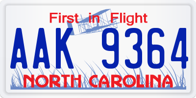 NC license plate AAK9364