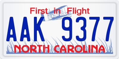NC license plate AAK9377