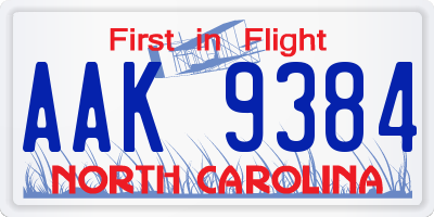NC license plate AAK9384