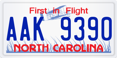 NC license plate AAK9390