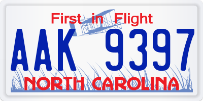 NC license plate AAK9397