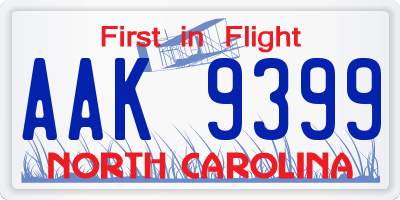 NC license plate AAK9399