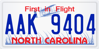 NC license plate AAK9404