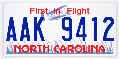 NC license plate AAK9412