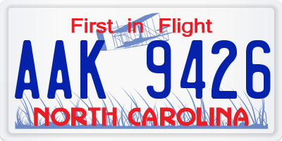 NC license plate AAK9426
