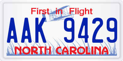 NC license plate AAK9429