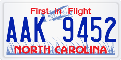 NC license plate AAK9452