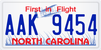 NC license plate AAK9454