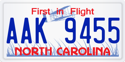 NC license plate AAK9455