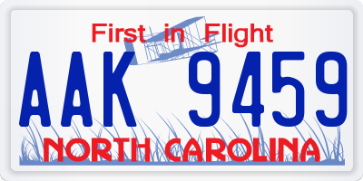 NC license plate AAK9459