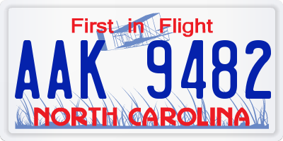 NC license plate AAK9482
