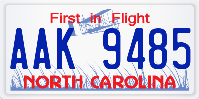 NC license plate AAK9485