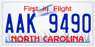 NC license plate AAK9490