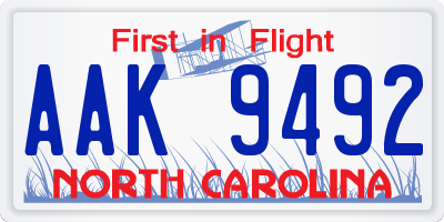 NC license plate AAK9492