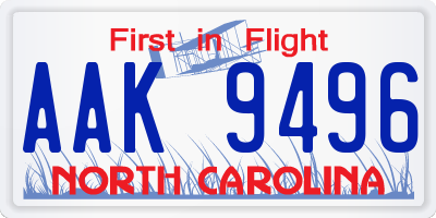 NC license plate AAK9496