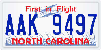 NC license plate AAK9497