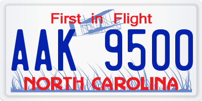 NC license plate AAK9500