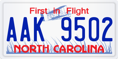 NC license plate AAK9502