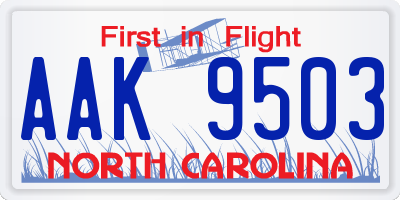 NC license plate AAK9503