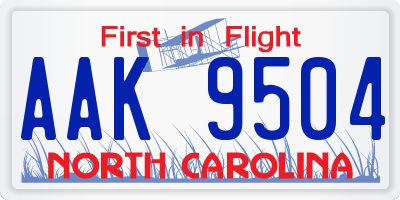 NC license plate AAK9504