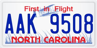NC license plate AAK9508
