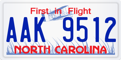 NC license plate AAK9512
