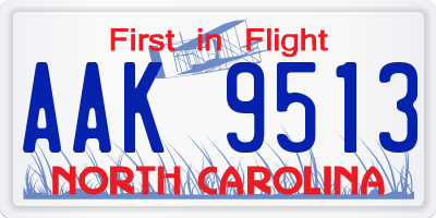 NC license plate AAK9513