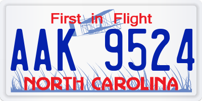 NC license plate AAK9524