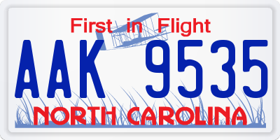 NC license plate AAK9535