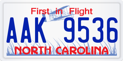 NC license plate AAK9536