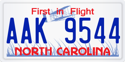 NC license plate AAK9544