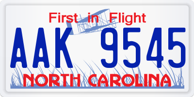 NC license plate AAK9545
