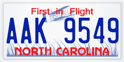 NC license plate AAK9549