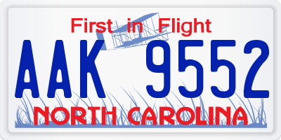 NC license plate AAK9552