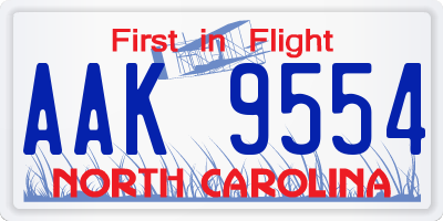 NC license plate AAK9554