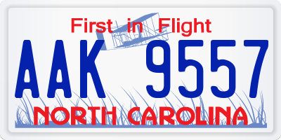 NC license plate AAK9557