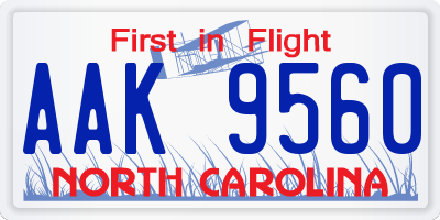 NC license plate AAK9560