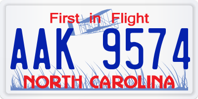 NC license plate AAK9574