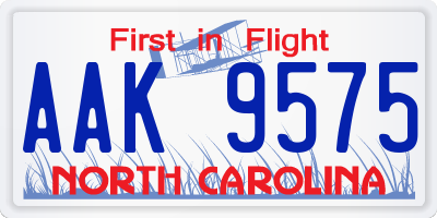 NC license plate AAK9575