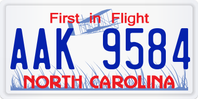 NC license plate AAK9584