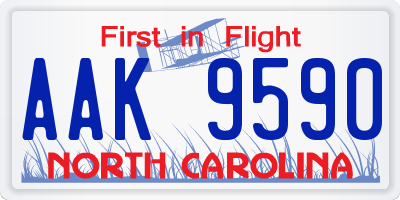 NC license plate AAK9590