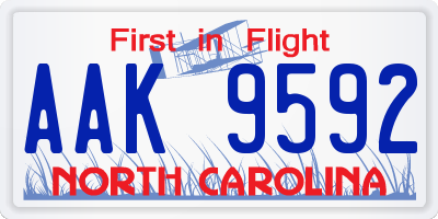 NC license plate AAK9592