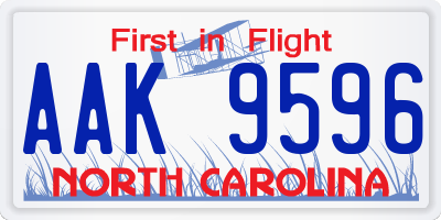 NC license plate AAK9596