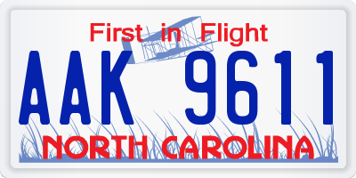 NC license plate AAK9611