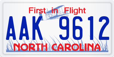 NC license plate AAK9612