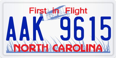 NC license plate AAK9615